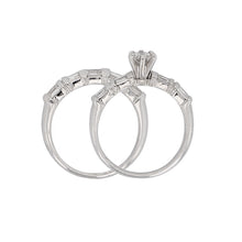 Load image into Gallery viewer, 14k White Gold 1.15ctw Mixed Cut Diamond Matching 2 Piece Bridal Ring Set