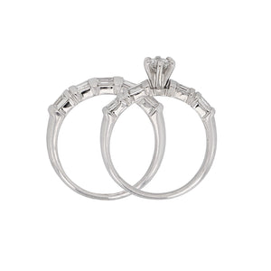 14k White Gold 1.15ctw Mixed Cut Diamond Matching 2 Piece Bridal Ring Set