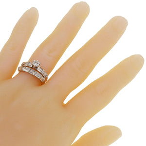 14k White Gold 1.15ctw Mixed Cut Diamond Matching 2 Piece Bridal Ring Set