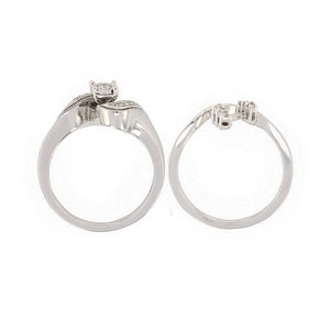14k White Gold 0.15ctw Diamond Matching Engagement Ring & Ring Guard Set