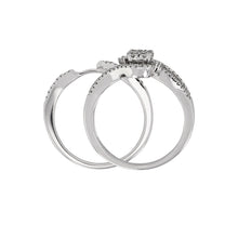 Load image into Gallery viewer, 14k White Gold 0.70ctw Diamond Swirl Engagement &amp; Ring Guard 2 Piece Bridal Set