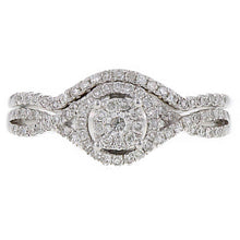 Load image into Gallery viewer, 14k White Gold 0.40ctw Brilliant Diamond Halo Matching 2 Piece Bridal Ring Set