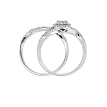 Load image into Gallery viewer, 14k White Gold 0.40ctw Brilliant Diamond Halo Matching 2 Piece Bridal Ring Set