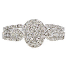 Load image into Gallery viewer, 14k White Gold 0.65ctw Diamond Cluster Deco Inspired 2 Piece Bridal Ring Set