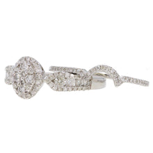 Load image into Gallery viewer, 14k White Gold 0.65ctw Diamond Cluster Deco Inspired 2 Piece Bridal Ring Set