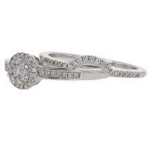 Load image into Gallery viewer, 14k White Gold 0.28ctw Diamond Cluster Matching 2 Piece Bridal Ring Set