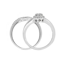 Load image into Gallery viewer, 14k White Gold 0.28ctw Diamond Cluster Matching 2 Piece Bridal Ring Set