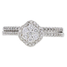 Load image into Gallery viewer, 14k White Gold 0.40ctw Diamond Cluster Matching 2 Piece Bridal Ring Set