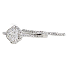Load image into Gallery viewer, 14k White Gold 0.40ctw Diamond Cluster Matching 2 Piece Bridal Ring Set