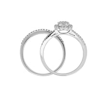 Load image into Gallery viewer, 14k White Gold 0.40ctw Diamond Cluster Matching 2 Piece Bridal Ring Set