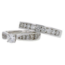 Load image into Gallery viewer, 14k White Gold 1 1/2ctw Brilliant Cut Diamond 2 Piece Bridal Ring Set
