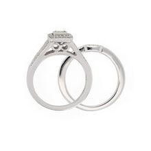 Load image into Gallery viewer, 14k White Gold 1ctw Princess Diamond  Deco Inspired 2 Piece Bridal Ring Set