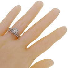 Load image into Gallery viewer, 14k White Gold 1ctw Princess Diamond  Deco Inspired 2 Piece Bridal Ring Set