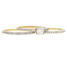 Load image into Gallery viewer, 14k Yellow Gold 1ctw Diamond Pave Matching 3 Piece Bridal Ring Set