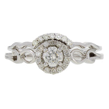 Load image into Gallery viewer, 14k White Gold 0.40ctw Diamond Halo Cluster Engagement &amp; Wedding Ring Set