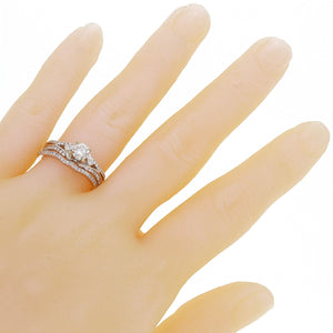 14k White Gold 1.05ctw Diamond Vintage Style 2 Piece Bridal Ring Set
