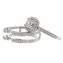 Load image into Gallery viewer, 14k White Gold 1.95ctw Diamond Pave Matching Engagement &amp; Ring Guard Bridal Set