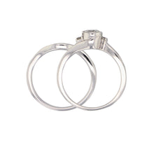 Load image into Gallery viewer, 14k White Gold 0.91ctw Diamond Half-Bezel Swirl Matching 2 Piece Bridal Ring Set