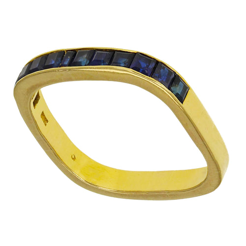 14k Yellow Gold 1.56ctw Sapphire Channel Geometric Square Band