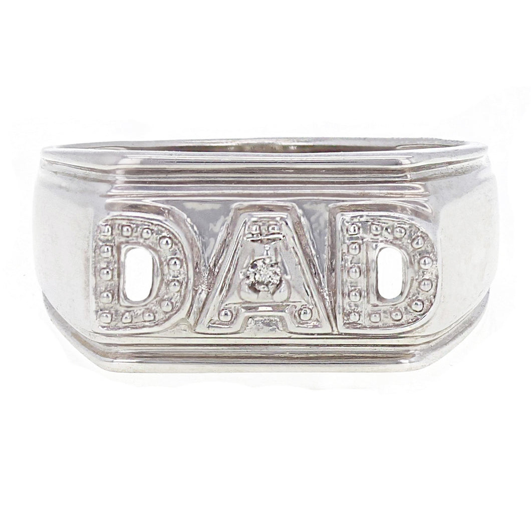 Men's 14k White Gold 0.15ctw Diamond DAD Design Ring