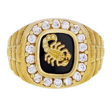 Load image into Gallery viewer, Men&#39;s 10k Yellow Gold 1.27ctw Diamond &amp; Onyx Scorpion Scroll Ring