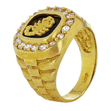 Load image into Gallery viewer, Men&#39;s 10k Yellow Gold 1.27ctw Diamond &amp; Onyx Scorpion Scroll Ring
