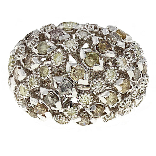 18k White Gold 3.30ctw Fancy Color Diamond Dome Ring