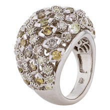 Load image into Gallery viewer, 18k White Gold 3.30ctw Fancy Color Diamond Dome Ring