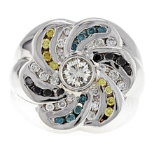 Load image into Gallery viewer, 14k White Gold 1.40ctw Multi Fancy Color Diamond Flower Ring