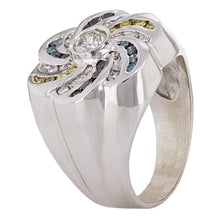 Load image into Gallery viewer, 14k White Gold 1.40ctw Multi Fancy Color Diamond Flower Ring