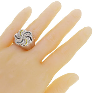14k White Gold 1.40ctw Multi Fancy Color Diamond Flower Ring