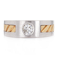 Load image into Gallery viewer, Men&#39;s 14k White &amp; Rose Gold 0.42ctw Diamond Textured Brushed Ring