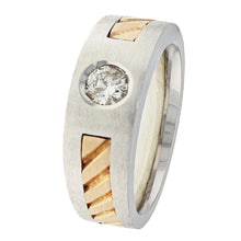 Load image into Gallery viewer, Men&#39;s 14k White &amp; Rose Gold 0.42ctw Diamond Textured Brushed Ring