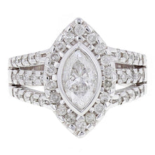 Load image into Gallery viewer, 14k White Gold 2ctw Marquise Diamond  Engagement Triple Row Split Ring