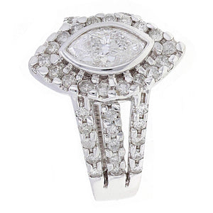 14k White Gold 2ctw Marquise Diamond  Engagement Triple Row Split Ring