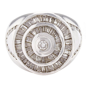 Men's 14k White Gold 2ctw Diamond Bezel & Baguette Circle Ring
