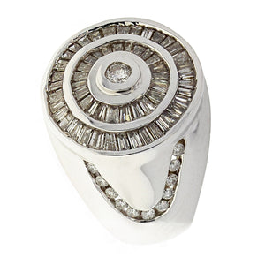 Men's 14k White Gold 2ctw Diamond Bezel & Baguette Circle Ring