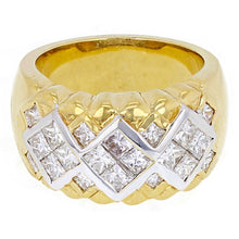 Load image into Gallery viewer, 18k Yellow Gold 1 1/2ctw Princess Cut Diamond Square Woven Ring