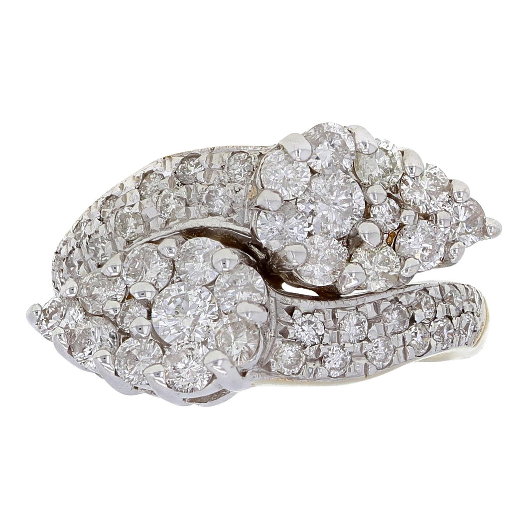 14k Yellow Gold 2.85ctw Diamond Cluster Bypass Ring