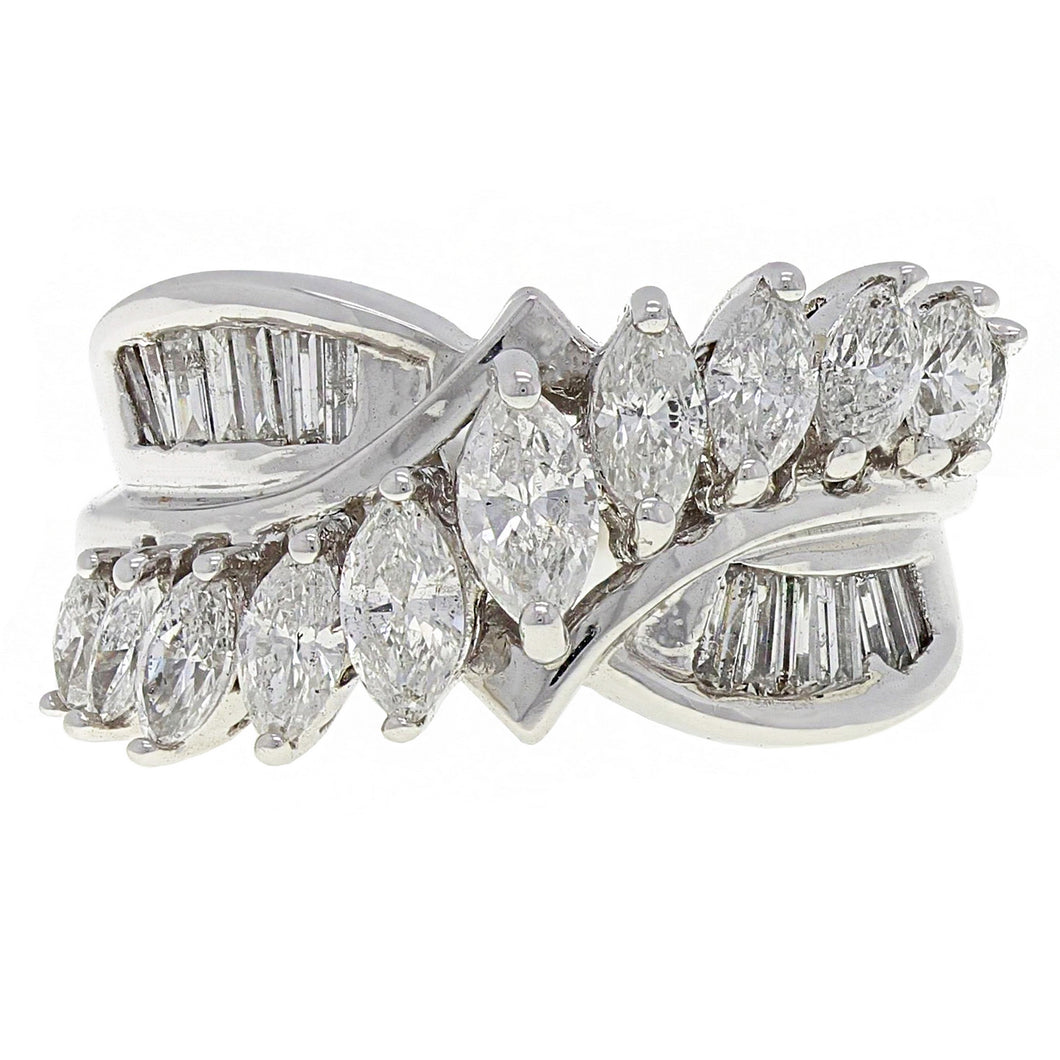 14k White Gold 2 1/2ctw Diamond Waterfall Cocktail Ring
