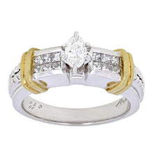 Load image into Gallery viewer, 18k White &amp; Yellow Gold 0.63ctw Mixed Cut Diamond Engagement Ring