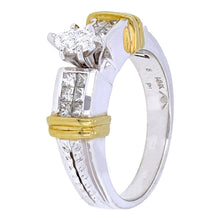 Load image into Gallery viewer, 18k White &amp; Yellow Gold 0.63ctw Mixed Cut Diamond Engagement Ring