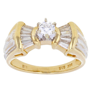 14k Yellow & White Gold 3/4ctw Mixed Cut  Diamond Engagement Ring
