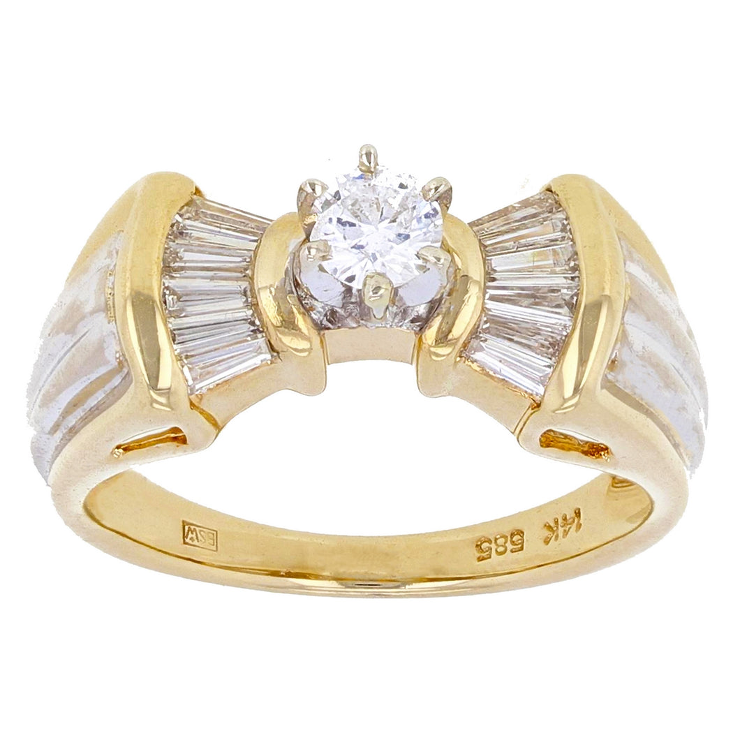 14k Yellow & White Gold 3/4ctw Mixed Cut  Diamond Engagement Ring