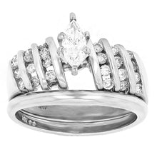 Load image into Gallery viewer, 14k White Gold 0.70ctw Brilliant Diamond 2 Piece Bridal Ring Set