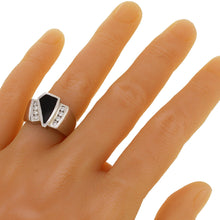 Load image into Gallery viewer, Men&#39;s 14k White Gold 0.39ctw Diamond Channel &amp; Geometric Onyx Ring