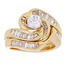 Load image into Gallery viewer, 14k Yellow Gold 3/4ctw Diamond Baguette Matching 2 Piece Bridal Ring Set