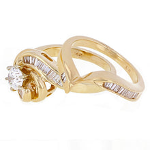 Load image into Gallery viewer, 14k Yellow Gold 3/4ctw Diamond Baguette Matching 2 Piece Bridal Ring Set
