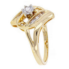 Load image into Gallery viewer, 14k Yellow Gold 1/2ctw Diamond Baguette Channel Open Ribbon Engagement Ring
