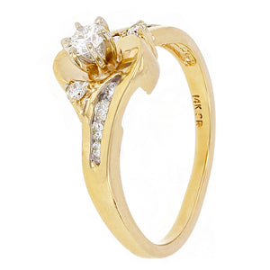 14k Yellow Gold 0.38ctw Diamond Channel Swirl Engagement Ring